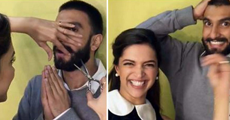 Deepika Padukone cuts off Ranveer Singh`s whiskers