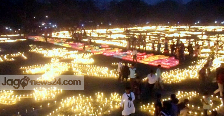 লাখো প্রদীপ জ্বালিয়ে ভাষা শহীদদের প্রতি শ্রদ্ধা