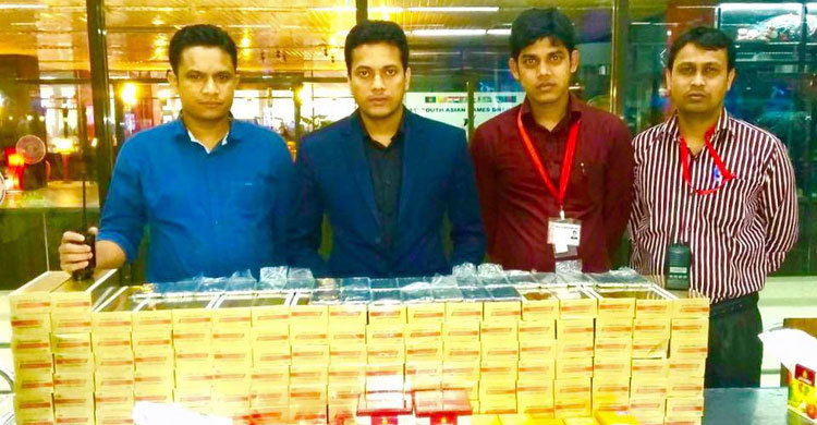 শাহজালালে ১২৮ কার্টন সিগারেট জব্দ 