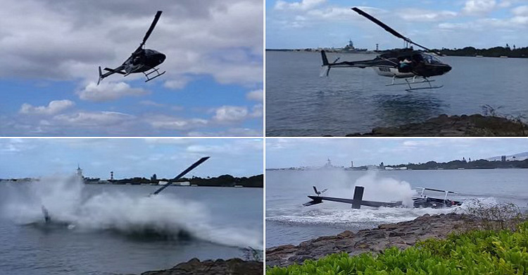 পানিতে ভেঙে পড়ল যাত্রীবাহী হেলিকপ্টার (ভিডিও)