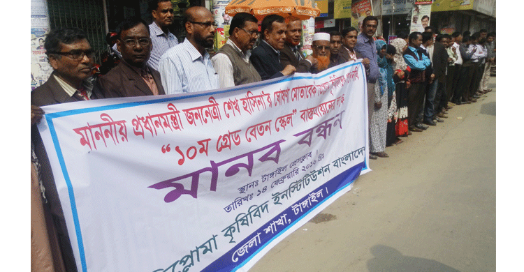 টাঙ্গাইলে ডিপ্লোমা কৃষিবিদদের মানববন্ধন