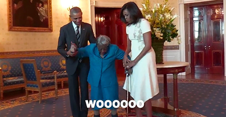 ওবামার সঙ্গে ১০৬ বছরের বৃদ্ধার নাচ (ভিডিও)