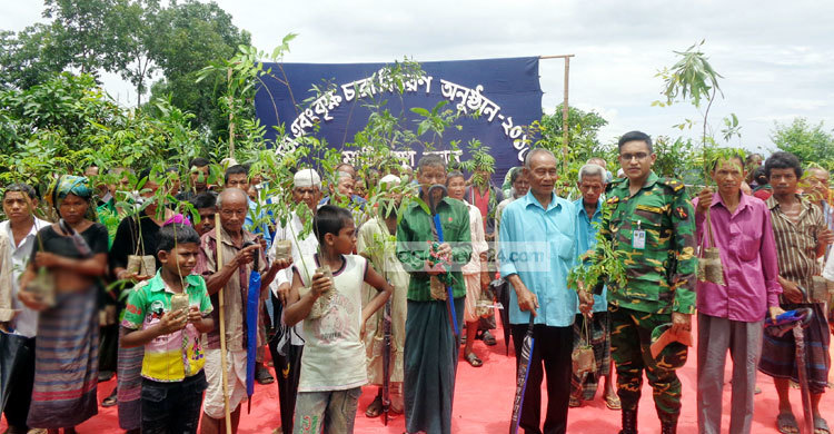 দরিদ্রদের মাঝে সেনাবাহিনীর বৃক্ষ চারা বিতরণ