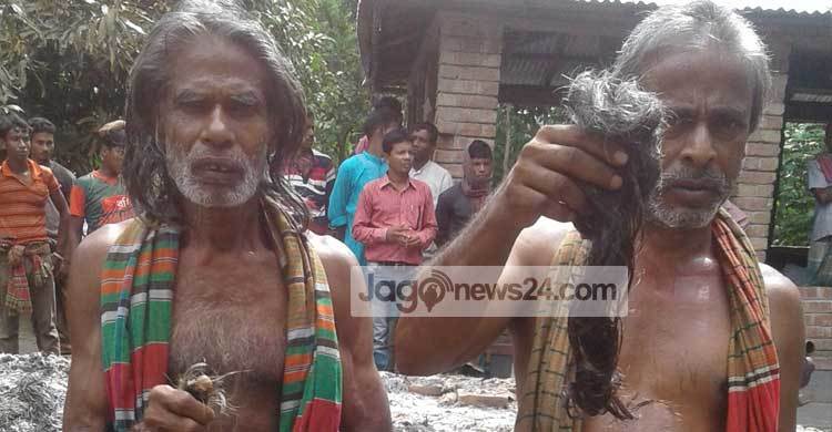 সাধুর চুল কেটে নির্যাতন আস্তানায় আগুন