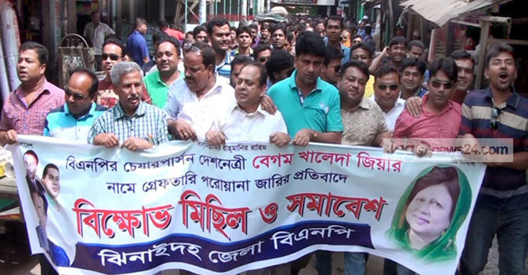 ঝিনাইদহে জেলা বিএনপির বিক্ষোভ মিছিল