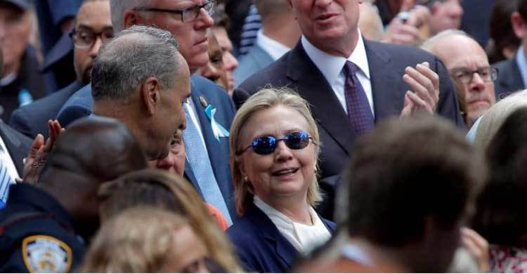 Suffering from pneumonia, Clinton falls ill at 9/11 memorial 