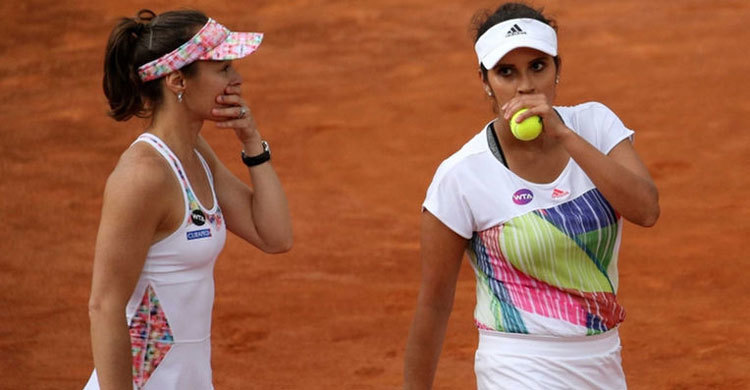 Sania-Hingis labour into french open second round 
