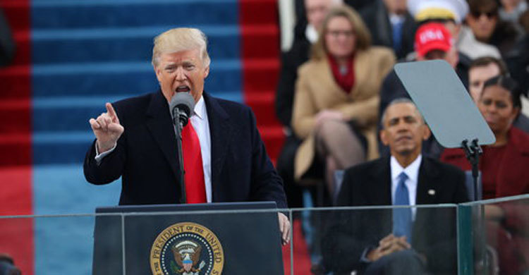 Donald Trump is sworn in as President, capping his swift ascent