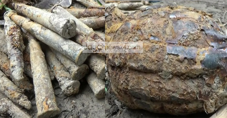 নাটোরে আম বাগানের মাটির নিচে গ্রেনেড-গুলি