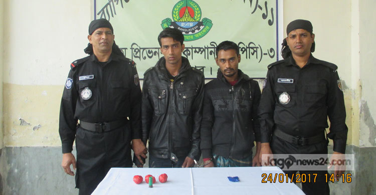 বেগমগঞ্জে গুলি ও ককটেলসহ গ্রেফতার ২