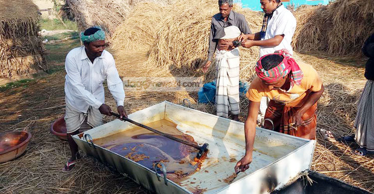 তাড়াশে তৈরি হচ্ছে সু-স্বাদু খেজুর গুড়