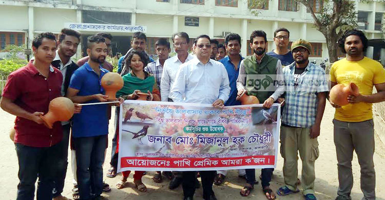 ভালোবাসা দিবসে পাখির জন্য নীড় তৈরি