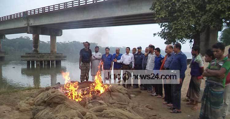 পিরোজপুরে ৮ হাজার মিটার কারেন্ট জাল জব্দ