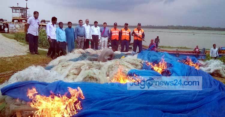 কঁচা নদীতে ৭৬ হাজার মিটার জাল জব্দ