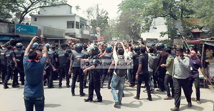 পুলিশ পাহারায় সুনামগঞ্জ পাউবো অফিস