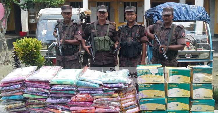 ফুলবাড়ী সীমান্তে ২৫ লাখ টাকার ভারতীয় মালামাল জব্দ