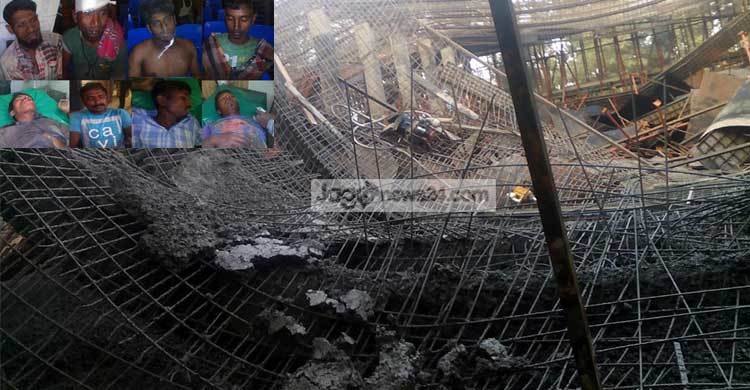 নির্মাণাধীন খাদ্যগুদামের ভেঙে পড়ল ছাদ