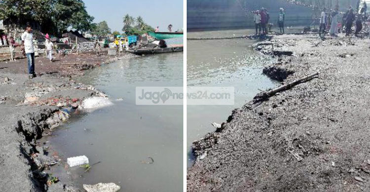ভৈরবে মেঘনা নদীর ভাঙনে দেড়শ ফুট এলাকা নদীতে