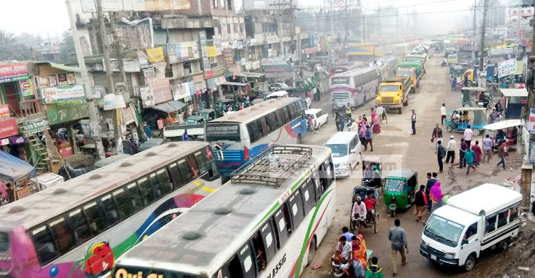 ঢাকা-টাঙ্গাইল মহাসড়কে ৩০ কিলোমিটার যানজট