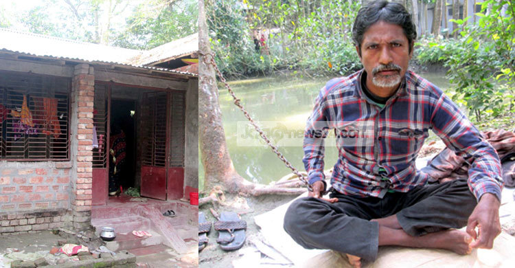 পুকুর পাড়ে বাবাকে বেঁধে দালানে ঘুমান ছেলে-ছেলের বউ