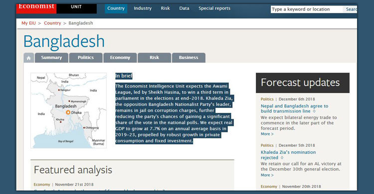 AL to return to power with majority on Dec 30 polls: EIU