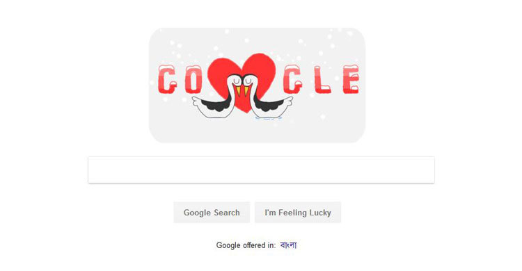 Google doodles with Valentine’s twist