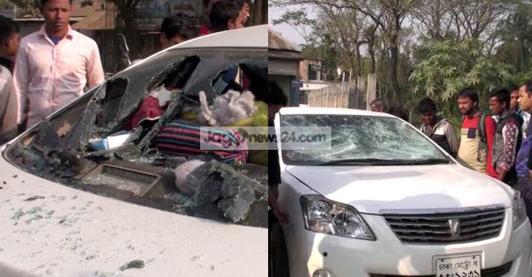 খালেদার রায় : প্রাইভেটকার ভাঙচুর-মোটরসাইকেলে আগুন