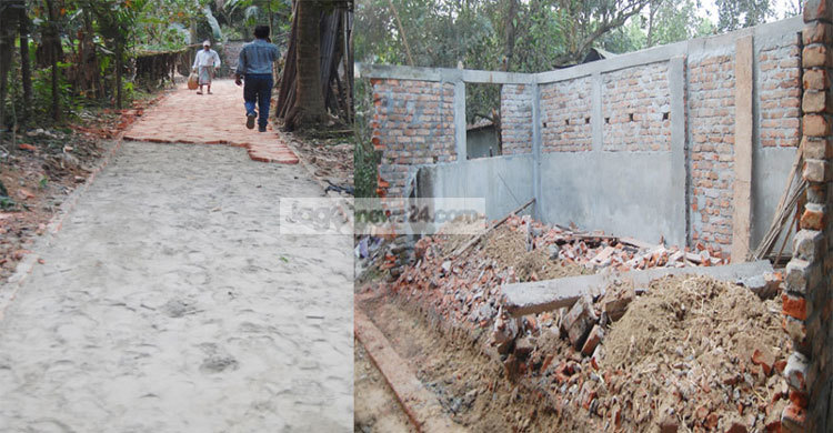 ঘর ভেঙে গাছ কেটে তৈরি হলো রাস্তা