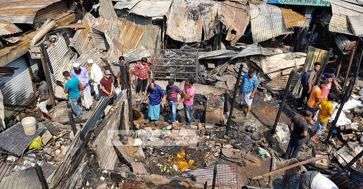 চাঁদপুরের পালবাজারে ভয়াবহ আগুন