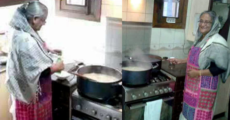 পরিবারকে রেঁধে খাওয়ালেন প্রধানমন্ত্রী