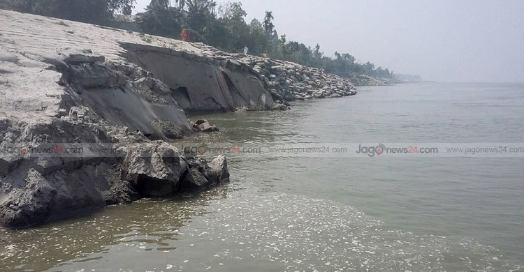 চৌহালীর সেই নির্মাণাধীন বাঁধে ফের ধস