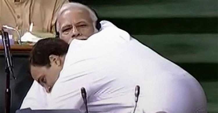 Rahul Gandhi startles bitter foe Modi with a hug
