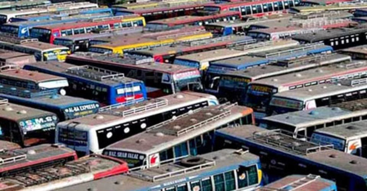 গাড়ি ভাঙচুরের প্রতিবাদে সিরাজগঞ্জে পরিবহন ধর্মঘট