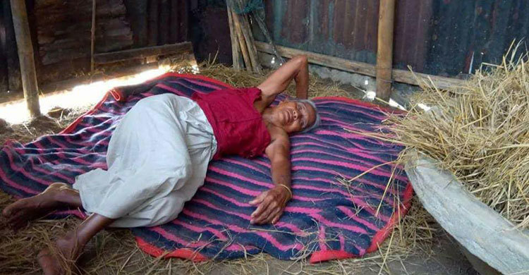 মাকে গোয়ালঘরে বেঁধে বেত্রাঘাত করলো ছেলে