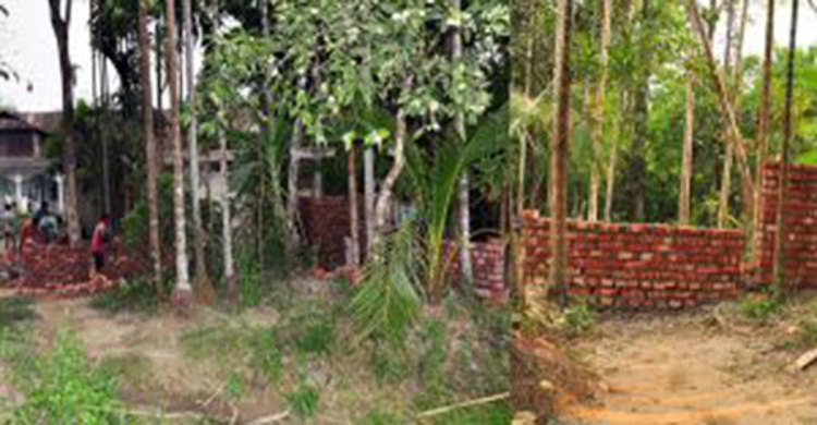 রাস্তায় পাকা দেয়াল নির্মাণ করে ১০ পরিবারকে গৃহবন্দি