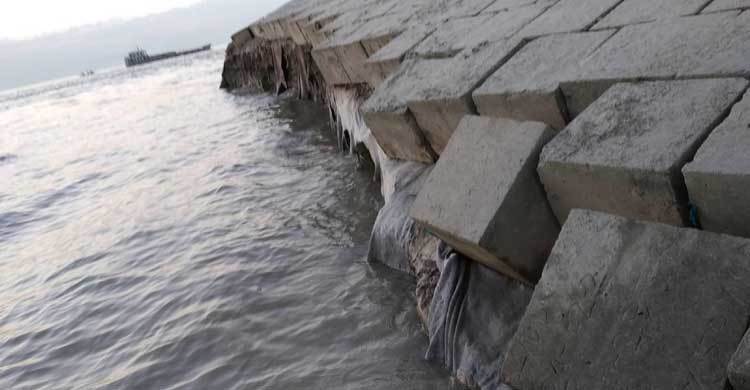 কমলনগরে নদীর তীররক্ষা বাঁধে ধস