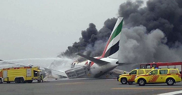 Emirates plane catches fire at Dubai airport