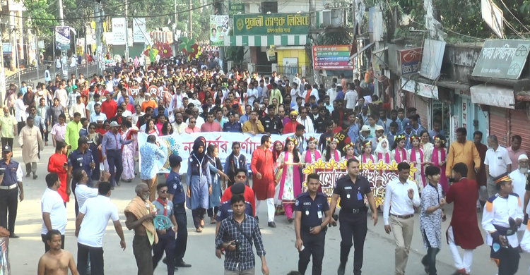 ব্রাহ্মণবাড়িয়ায় শান্তিপূর্ণ মঙ্গল শোভাযাত্রা