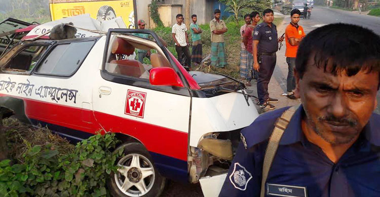অ্যাম্বুলেন্স-কাভার্ডভ্যানের মুখোমুখি সংঘর্ষে যুবক নিহত