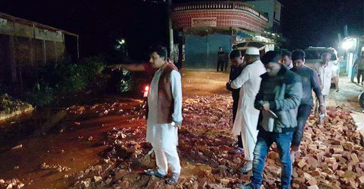 জাগো নিউজে সংবাদের পর সেচ দেয়া সেই রাস্তায় এলো ইট