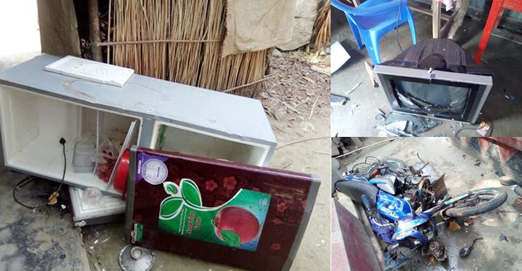 বরিশালে গাছের পাতা নিয়ে হামলা-ভাঙচুর লুটপাট