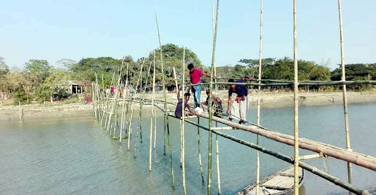 বাঁশের সাঁকোয় ভরসা ১০ গ্রামের মানুষের