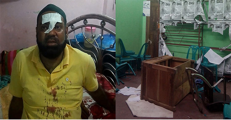 পটুয়াখালীতে বিদ্রোহী প্রার্থীর অফিসে হামলা ভাঙচুর চলছেই