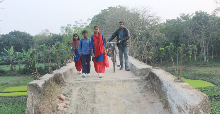 সেতুর দুই পাশে নেই রেলিং, ঝুঁকি নিয়ে চলাচল