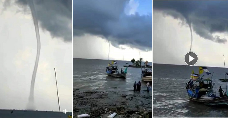এবার মেঘনার পানি কুণ্ডলী পাকিয়ে আকাশে ওঠার ভিডিও ভাইরাল