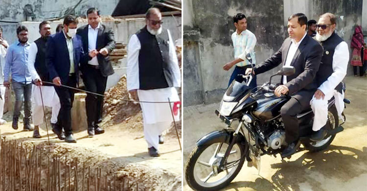 নিজে মোটরসাইকেল চালিয়ে মন্ত্রীকে উন্নয়ন কাজ দেখালেন মেয়র