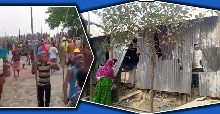 মাথায় হেলমেট পরে দু’পক্ষের রক্তক্ষয়ী সংঘর্ষ