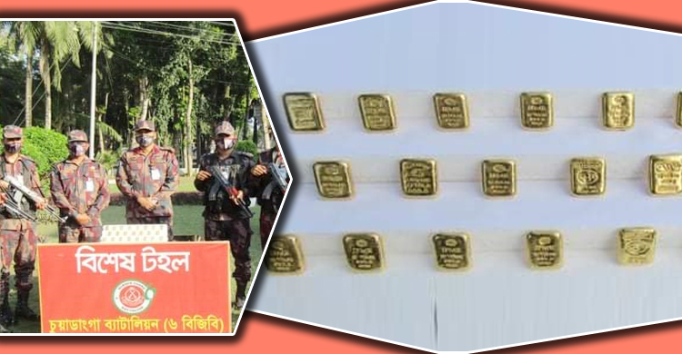 চুয়াডাঙ্গায় সীমান্ত থেকে পৌনে ৩ কেজি স্বর্ণ উদ্ধার
