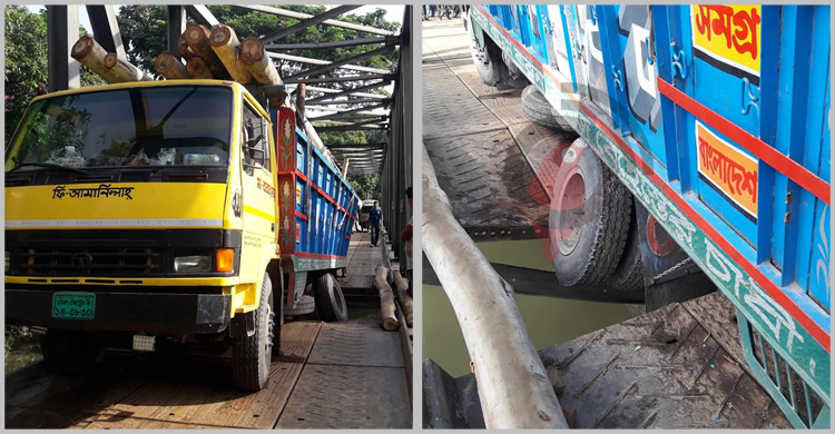 ব্রিজের পাটাতন ভেঙে টাঙ্গাইল-আরিচা আঞ্চলিক সড়কে যান চলাচল বন্ধ