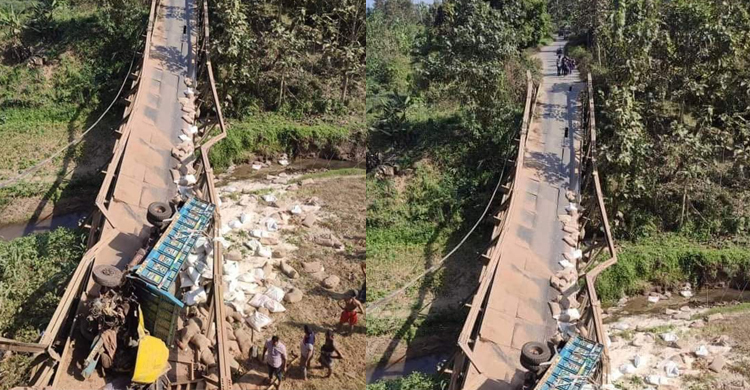 বান্দরবানে বেইলি ব্রিজ ভেঙে ট্রাক খাদে, চালক নিহত